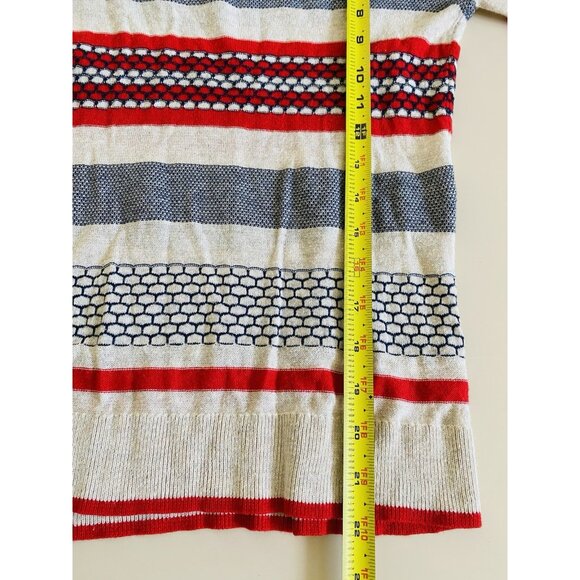 Halogen Red and Gray Striped Sweater Top Womens XXS 3/4 Length Sleeve - Picture 6 of 6